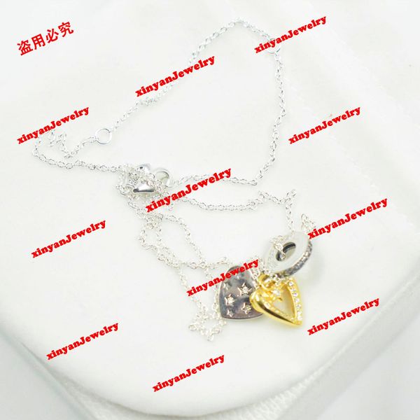 

never fading 18k gold plated luxury brand designer pendants necklaces stainless steel letter choker pendant necklace beads chain jewelry, Silver