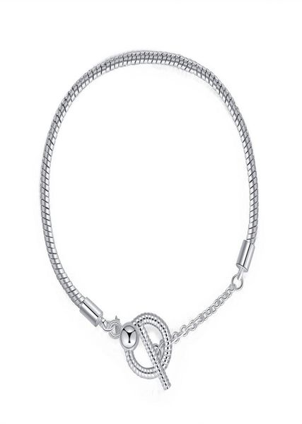 

16-20cm new charm bracelet 925 silver fit european bracelets t clasp chain bracelets pendant five petals flower charm bead accessories diy j, Black