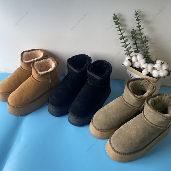 

women winter ultra 5854 5.2cm designer australian platform boots for men real leather warm ankle fur booties luxurious shoe size 34-43, Black