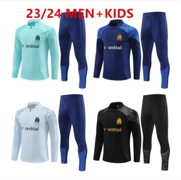 

23 24 kids and tracksuit milik payet marseilles survetement training suit veste maillot 2023 2024 olympique om man tracksuits football joggi, Black
