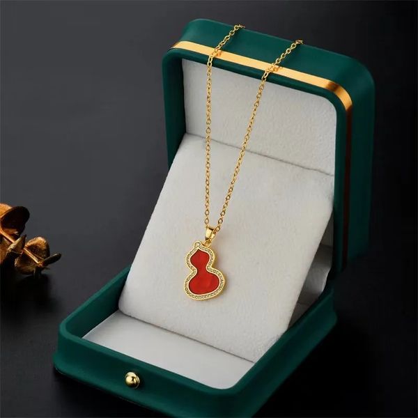 

designer necklace classic titanium steel diamonds bottle gourd pendant necklaces 18k gold plated women luck necklace jewelry, Silver