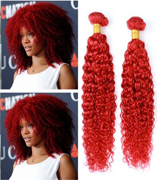 

brazilian kinky curly hair red 99j burgundy wet and wavy human hair extension brazilian curly virgin hair red 3 bundles6161037, Black;brown