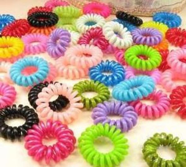 

500pcs colorful telephone wire hair band hair ring012344578075, Golden;silver