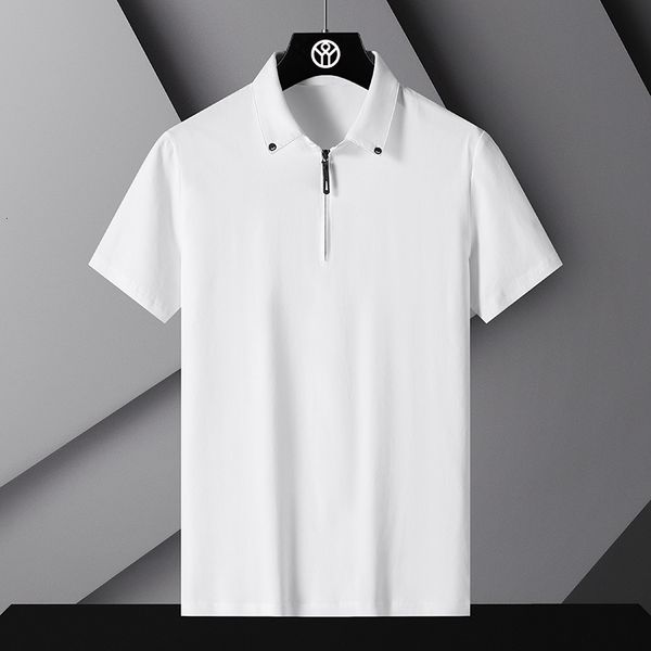 

men's polos korea style solid brand fashion polo shirts short sleeve men's black white summer breathable tee oversize 4xl 230713, White;black