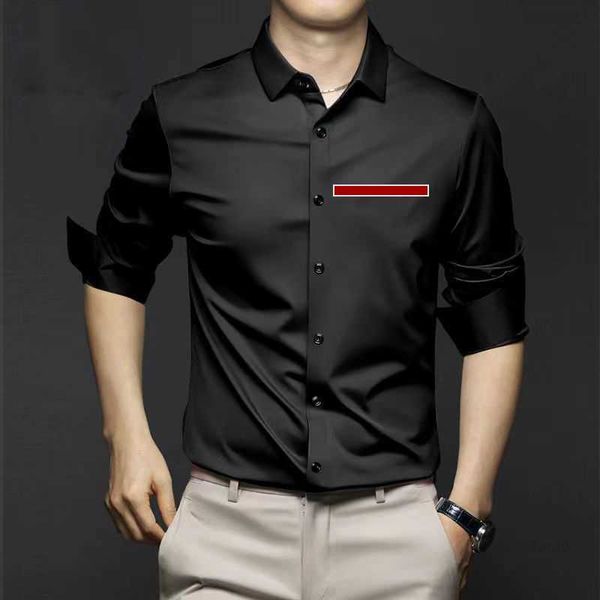 

casual mens shirts designer polos long sleeve autumn spring man shirt breathable ice silk, White;black