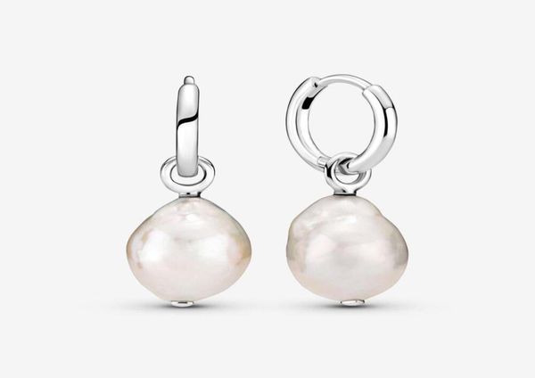 

authentic 925 sterling silver freshwater cultured baroque pearl hoop earrings fashion wedding jewelry accessories for women gift4009510, Golden;silver