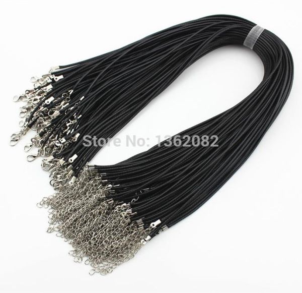

whole 100pcslot 2mm men women039s black leather cord clasps chains necklace 197quot for pendants jewelry findings mn3464821769, White;red