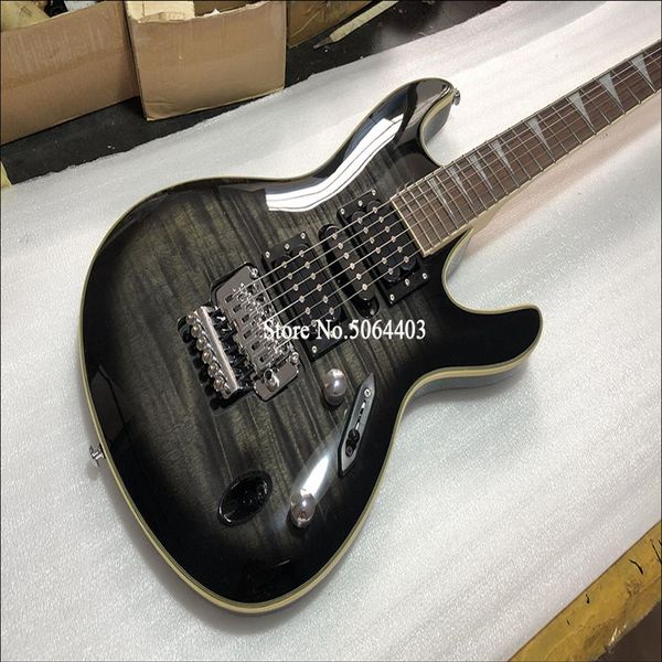 

custom whole high-quality 6-string electric guitar black tiger veneer rosewood fingerboard double rocker bridge provide cu293j