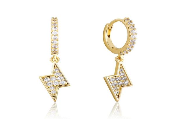 

fashion men women earrings gold plated bling cz light earrings for men women hip hop earrings nice gift for friend1852966, Golden;silver