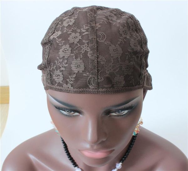 

dhl 50pcslot brown wig cap net jewish wig caps for making wigs glueless wig caps adjustable strap on the back2396677, Black;brown