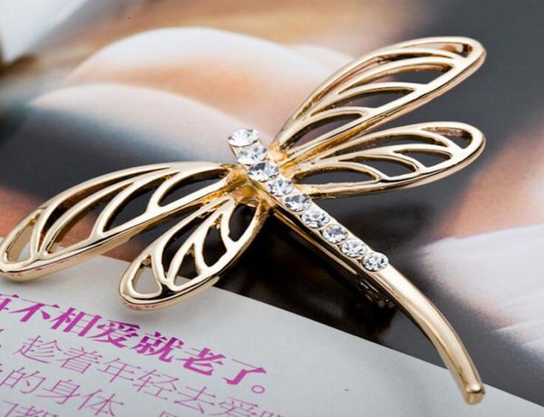 

new arrival women dragonfly brooch exquisite alloy crystal rhinestone brooch pin wedding party vintage scarf clip4167823, Gray