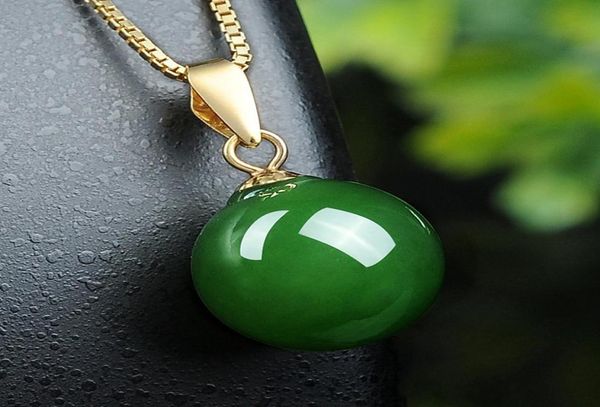 

fashion concise green jade crystal emerald gemstones pendant necklaces for women gold tone choker jewelry bijoux party gifts 210314340434, Silver