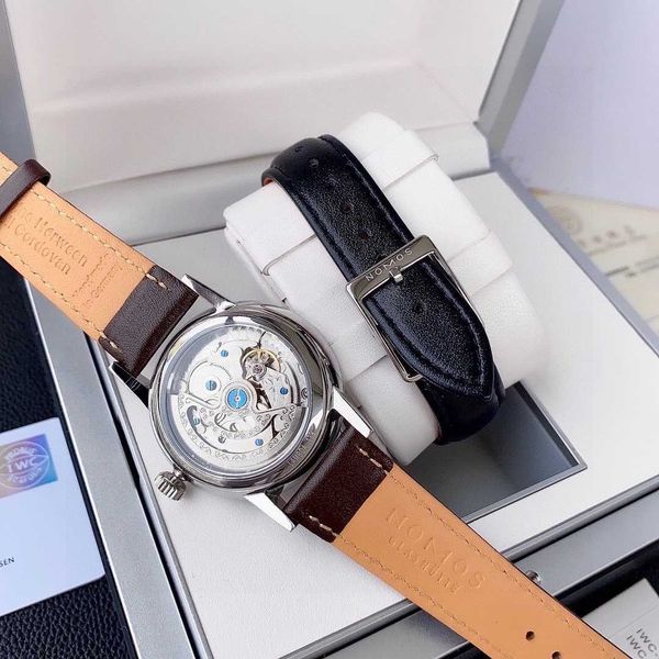 

designer elegant men wrist watch nomos mechanical watches 6udu automatic movement uhr white dial back transparency with box, Slivery;brown
