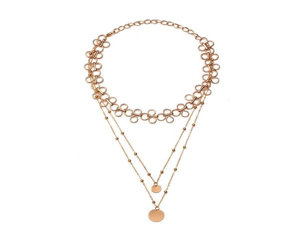 

new brand vintage knot chains choker necklace for women fashion punk jewelry gold metal circle pendant necklace bijoux9611426, Silver