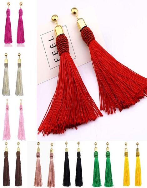 

tassel earrings women fashion jewelry bohemian drop dangle long earrings silk fabric ethnic vintage earrings will and snady drop s7894720, Silver