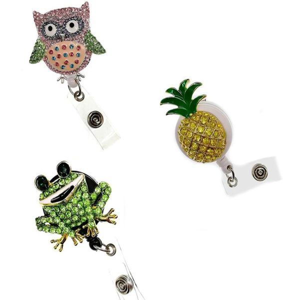 

fashion key rings mix style frog pineapple owl retractable nurse id badge reel yoyo medical name card holder7160444, Slivery;golden