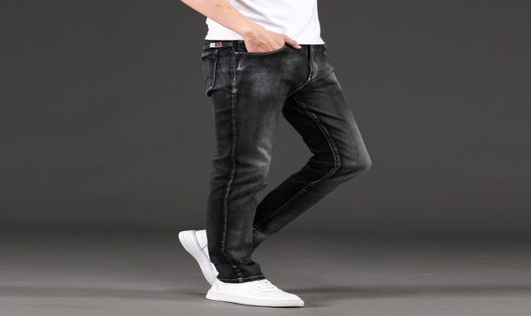 

men039s jeans slim gray black men fashion trend stretch denim trousers plus size 42 44 46 regularfit pants male brand clothes2169585, Blue