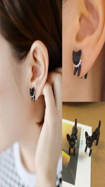 

selling black punk stereoscopic cat kitten impalement stud earring cool simple lady stud earring w4743515458, Golden;silver