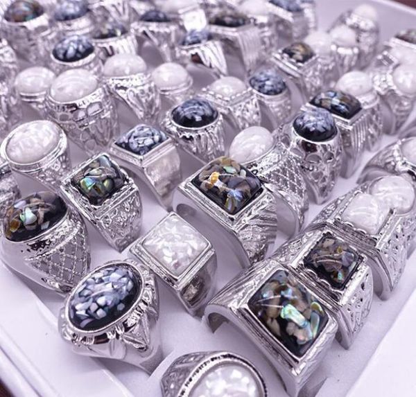 

2020 s alloy plated silver gemstone men039s ring hybrid models mix size fashion ring mix style 50pcslot9664309