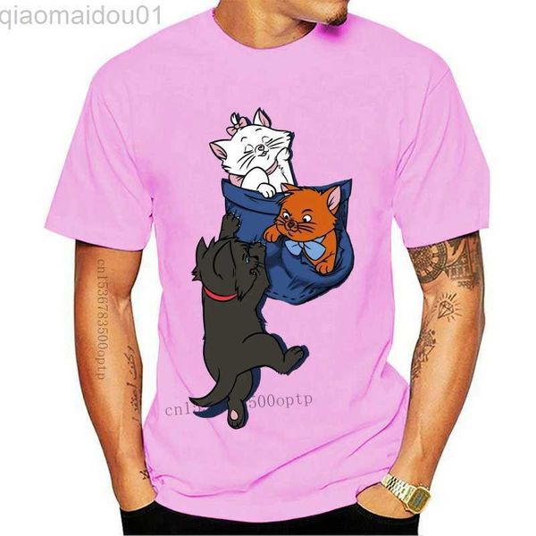

men's t-shirts new 100% cotton o-neck custom printed tshirt men t shirt aristo-pocket - aristocats women t-shirt l230713, White;black