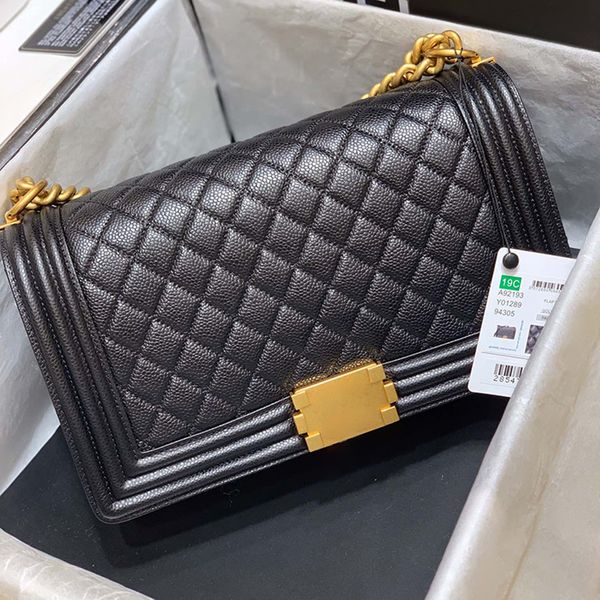 

large boy flap handbag 28cm designer shoulder bag 10a crossbody bag diamond lattice messenger bag with box c011