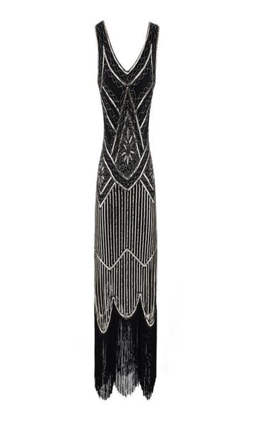 

women party dress robe femme 1920s great gatsby flapper sequined fringed dress beaded tassel4067595, White;black