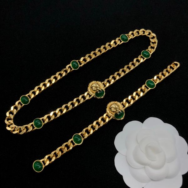 

hiphop luxury design gold chain classic fashion lion head necklace thick chain bangle couple chains choker necklace sets designer jewelry cg, Black