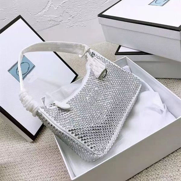 

new diamond-encrusted recycled nylon hobo underarm bag simple and stylish commuter satchel light luxury fashion shoulder bag