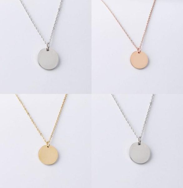 

blank round pendant necklaces stainless steel necklace gold minimalist dog tag coin necklace jewelry for buyer own 143 j23974420, Silver
