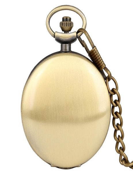

antique bronze smooth cover pocket watch quartz analog display watches clock for men women fob pendant chain reloj de bolsillo2814610, Slivery;golden
