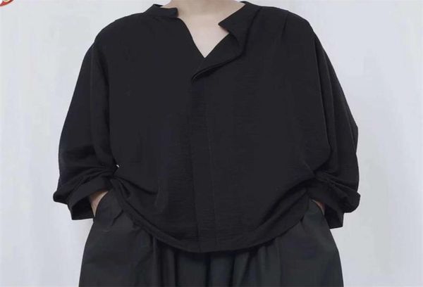 

men039s shirt tide japanese yamamoto style dark niche loose large size handsome longsleeved casual shirts54568644003402, White;black