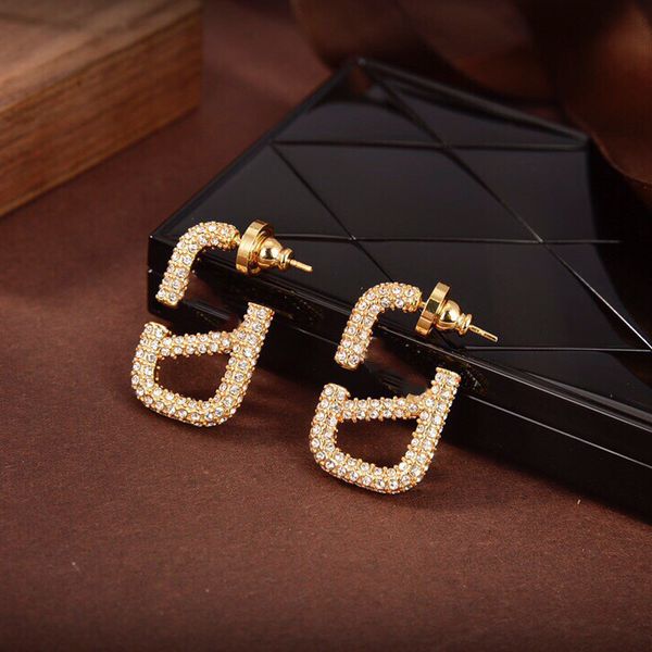 

woman charm earrings letter v gold metal earing designer stud pearl orecchini luxury vlogo jewelry hoop women 6734, Golden