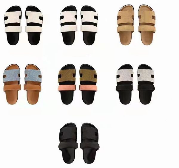 

designer sandles chypre h sandal flat man slipper summer beach sandal womans denim slides mens casual outdoor indoor shoes with box, Black