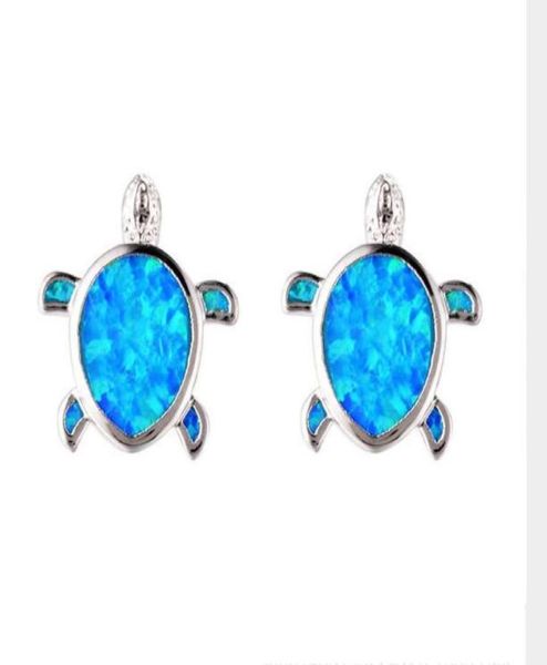 

cute inlaid blue opal tiny turtle stud earrings for women girl children kids 925 silver wedding animal jewelry nice turtles studs8041159, Golden;silver