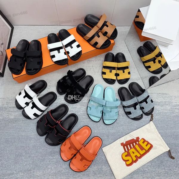 

sandles designer chypre sandals flat men slippers womens classic h luxury real leather denim slides mens ladies flip flops summer ibw, Black