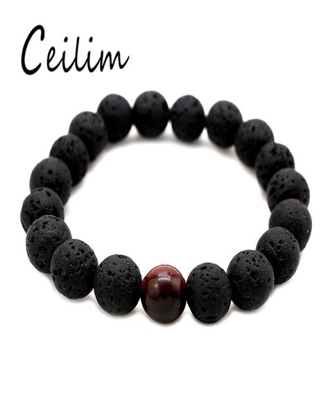 

design black lava stone jewelry lava rock beads charms stretch energy yoga gift romantic couple lover bracelet1054464