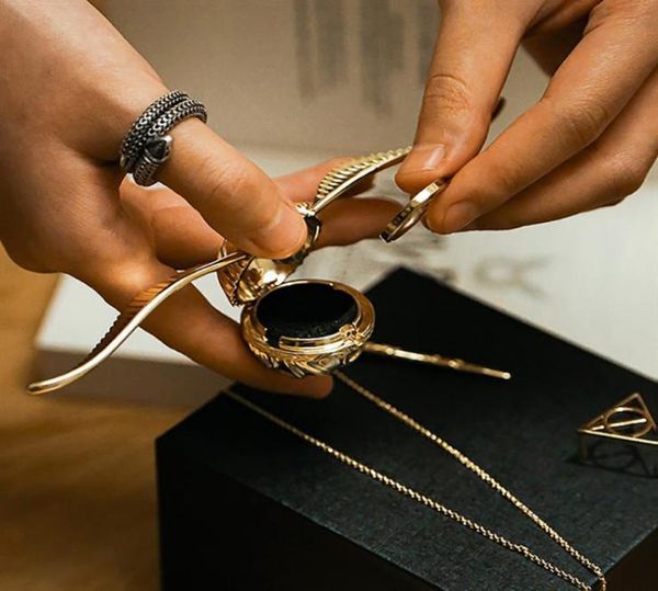 

gold snitch ring box wings movable luxury jewelry box storage organizer case displays necklace proposal birthday gift box ideas 225673822, Black;white