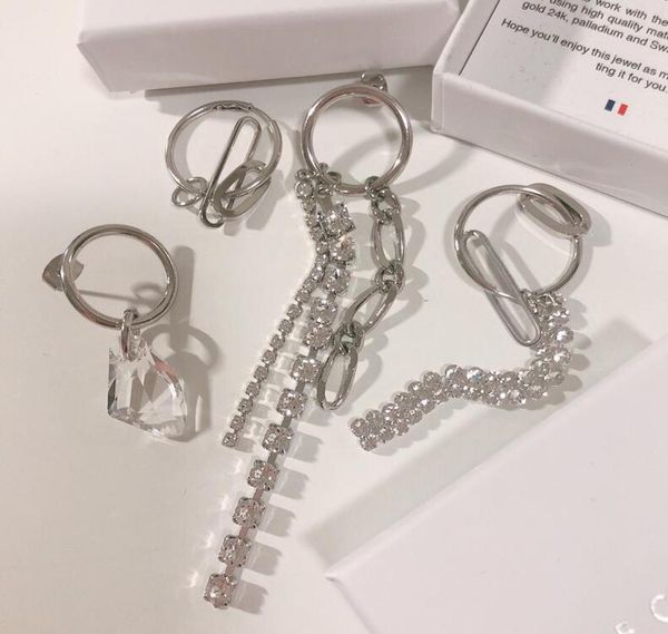 

justine clenquet asymmetric metal chain crystal earrings fashion personality hip hop punk ladies earrings birthday gift7406756, Silver