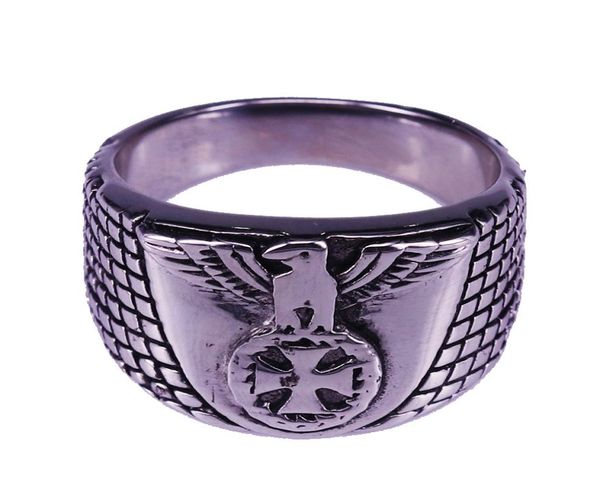 

deutsches reich eagle cross ring retro silver men rings simple accessory8291099, Gray
