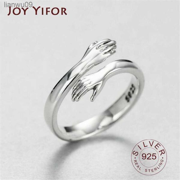 

new 925 sterling silver european and american jewelry love hug ring retro fashion tide flow open ring gn601 l230704, Golden;silver