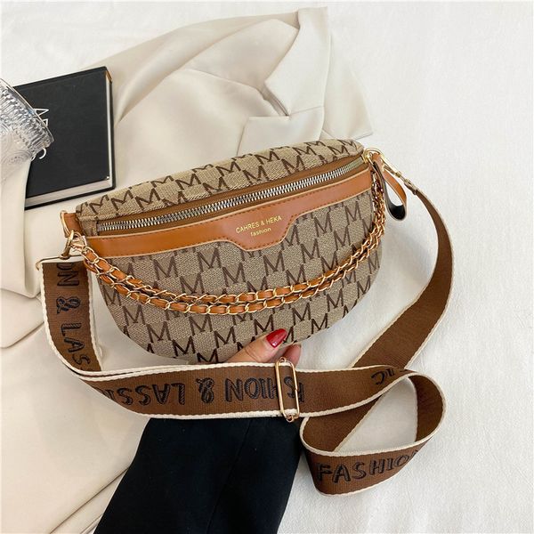 

waist bags fanny packs for women fashion chain bag female pack ladies letter plaid pattern wide strap crossbody shoulder 230713