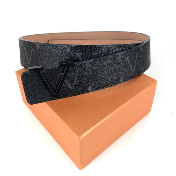 

designer belt cowhide lou belt men women classic v buckle cintura di lusso initiales leather lui belt monogram damier with box packing, Black;brown