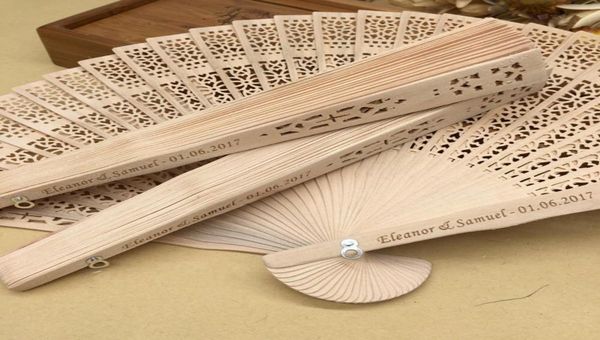 

personalized sandalwood folding hand fans with organza bag wedding favours fan party giveaways in bulk 50pcs lot1649301, White