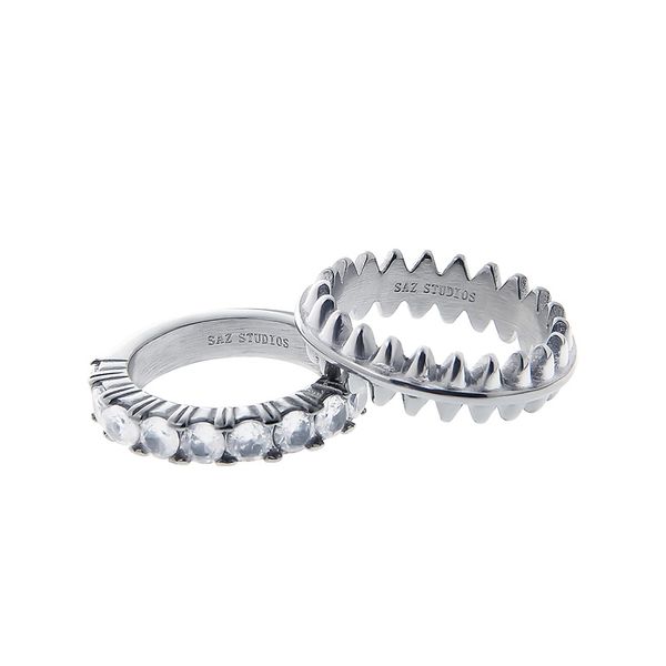 

2023ss original design set stacked ring zircon rivet index finger hip hop street party accessories, Silver