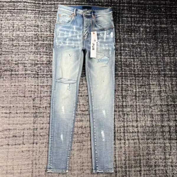 

amirs purple jeansdesigner mens jeans high street america for men embroidery oversize ripped patch hole denim 2023 new fashion streetwear sk, Blue