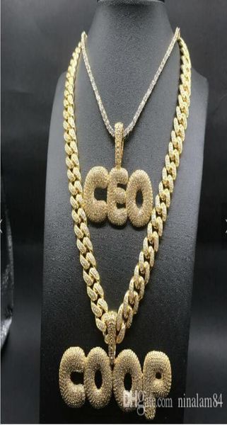 

az 26 big letters custom necklace jewelry ice out name chain drip letter pendant hip hop jewelrys2413054, Silver