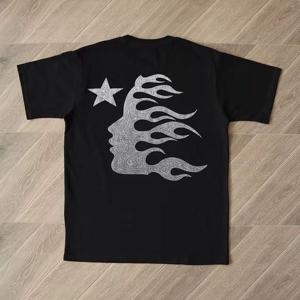 

mens tshirts embroidery bead flame face tshirt men women gradually vague human shadow short sleeve oversize 230713, White;black
