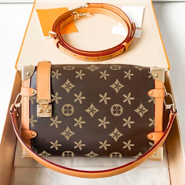 

womens wallet m46358 m21741 side trunk box clutch bag handle genuine leather handbag shoulder sling bag men luxury designer square embossed