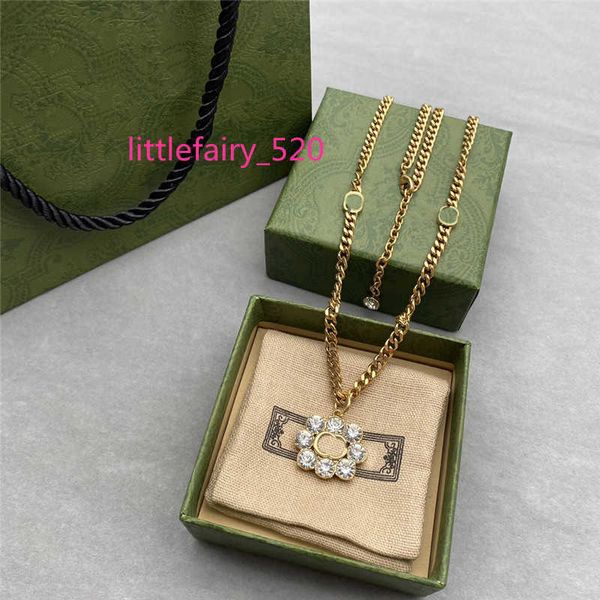 

pendant necklaces shiny diamond long pendant necklaces double letter sweater chain necklace women rhinestone pendants with gift box, Silver