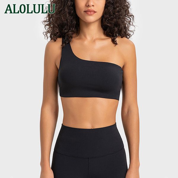 

al0lulu ribbed fashion single strap sports bra fitness sports underwear